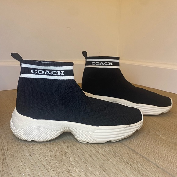 Coach C203 Knit Sock Sneaker Black Size 6 B - Picture 3 of 11